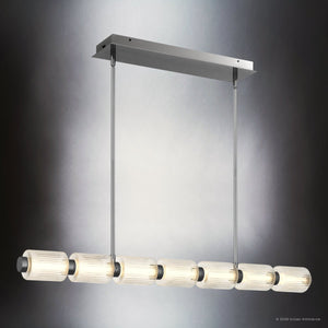 Urban Ambiance - Chandelier - UQL22020 Mid - Century Modern Indoor Chandelier, 3.75''H x 42.25''W x 3.75''Dep, Black Chrome Finish, Vexdon Collection - 