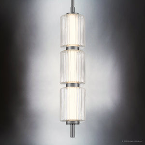 Urban Ambiance - Pendant - UQL22021 Mid - Century Modern Indoor Pendant, 19.25''H x 3.75''W x 3.75''Dep, Black Chrome Finish, Vexdon Collection - 