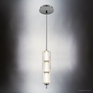 Urban Ambiance - Pendant - UQL22021 Mid - Century Modern Indoor Pendant, 19.25''H x 3.75''W x 3.75''Dep, Black Chrome Finish, Vexdon Collection - 