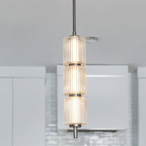 Urban Ambiance - Pendant - UQL22021 Mid - Century Modern Indoor Pendant, 19.25''H x 3.75''W x 3.75''Dep, Black Chrome Finish, Vexdon Collection - 