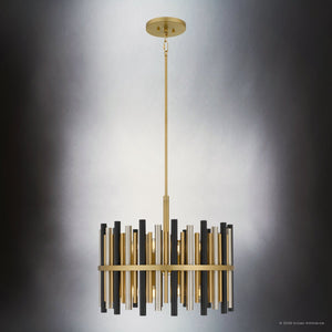 Urban Ambiance - Pendant - UQL22030 Art Deco Indoor Pendant, 18.5''H x 21.75''W x 21.75''Dep, Brushed Gold Finish, Zorstead Collection - 