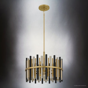Urban Ambiance - Pendant - UQL22030 Art Deco Indoor Pendant, 18.5''H x 21.75''W x 21.75''Dep, Brushed Gold Finish, Zorstead Collection - 