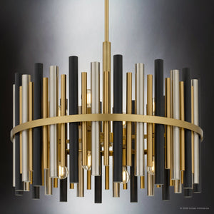 Urban Ambiance - Pendant - UQL22030 Art Deco Indoor Pendant, 18.5''H x 21.75''W x 21.75''Dep, Brushed Gold Finish, Zorstead Collection - 