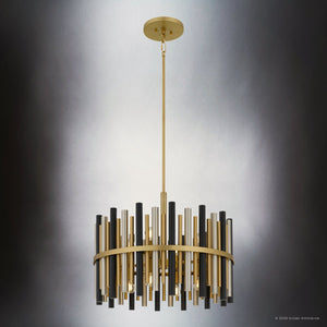 Urban Ambiance - Pendant - UQL22030 Art Deco Indoor Pendant, 18.5''H x 21.75''W x 21.75''Dep, Brushed Gold Finish, Zorstead Collection - 