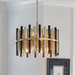 Urban Ambiance - Pendant - UQL22030 Art Deco Indoor Pendant, 18.5''H x 21.75''W x 21.75''Dep, Brushed Gold Finish, Zorstead Collection - 