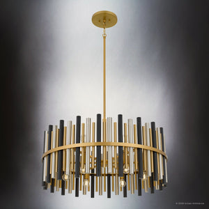 Urban Ambiance - Pendant - UQL22031 Art Deco Indoor Pendant, 18.5''H x 30''W x 30''Dep, Brushed Gold Finish, Zorstead Collection - 