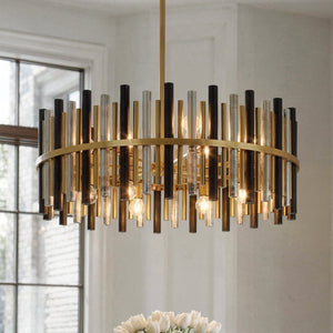 Urban Ambiance - Pendant - UQL22031 Art Deco Indoor Pendant, 18.5''H x 30''W x 30''Dep, Brushed Gold Finish, Zorstead Collection - 