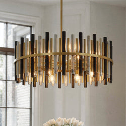 Urban Ambiance - Pendant - UQL22031 Art Deco Indoor Pendant, 18.5''H x 30''W x 30''Dep, Brushed Gold Finish, Zorstead Collection - 