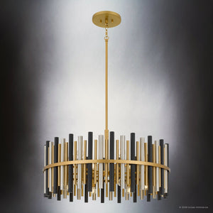 Urban Ambiance - Pendant - UQL22031 Art Deco Indoor Pendant, 18.5''H x 30''W x 30''Dep, Brushed Gold Finish, Zorstead Collection - 