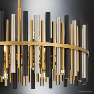 Urban Ambiance - Pendant - UQL22031 Art Deco Indoor Pendant, 18.5''H x 30''W x 30''Dep, Brushed Gold Finish, Zorstead Collection - 