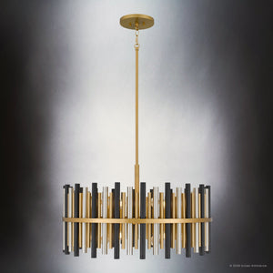 Urban Ambiance - Pendant - UQL22031 Art Deco Indoor Pendant, 18.5''H x 30''W x 30''Dep, Brushed Gold Finish, Zorstead Collection - 