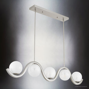 Urban Ambiance - Chandelier - UQL22050 Mid - Century Modern Indoor Chandelier, 9.25''H x 49''W x 6''Dep, Brushed Nickel Finish, Yarwell Collection - 