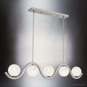 Urban Ambiance - Chandelier - UQL22050 Mid - Century Modern Indoor Chandelier, 9.25''H x 49''W x 6''Dep, Brushed Nickel Finish, Yarwell Collection - 