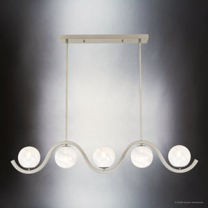 Urban Ambiance - Chandelier - UQL22050 Mid - Century Modern Indoor Chandelier, 9.25''H x 49''W x 6''Dep, Brushed Nickel Finish, Yarwell Collection - 