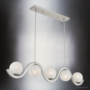 Urban Ambiance - Chandelier - UQL22050 Mid - Century Modern Indoor Chandelier, 9.25''H x 49''W x 6''Dep, Brushed Nickel Finish, Yarwell Collection - 