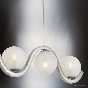 Urban Ambiance - Chandelier - UQL22050 Mid - Century Modern Indoor Chandelier, 9.25''H x 49''W x 6''Dep, Brushed Nickel Finish, Yarwell Collection - 