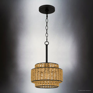 Urban Ambiance - Pendant - UQL22070 Bohemian Indoor Pendant, 16.5''H x 10''W x 10''Dep, Matte Black Finish, Oakminster Collection - 