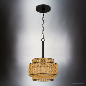 Urban Ambiance - Pendant - UQL22070 Bohemian Indoor Pendant, 16.5''H x 10''W x 10''Dep, Matte Black Finish, Oakminster Collection - 