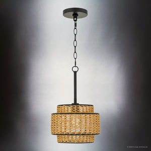 Urban Ambiance - Pendant - UQL22070 Bohemian Indoor Pendant, 16.5''H x 10''W x 10''Dep, Matte Black Finish, Oakminster Collection - 