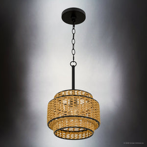 Urban Ambiance - Pendant - UQL22070 Bohemian Indoor Pendant, 16.5''H x 10''W x 10''Dep, Matte Black Finish, Oakminster Collection - 