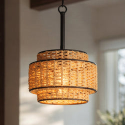 Urban Ambiance - Pendant - UQL22070 Bohemian Indoor Pendant, 16.5''H x 10''W x 10''Dep, Matte Black Finish, Oakminster Collection - 