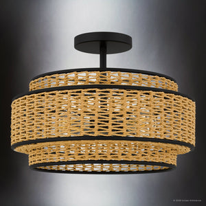 Urban Ambiance - Ceiling Light - UQL22071 Bohemian Indoor Ceiling Light, 11''H x 16''W x 16''Dep, Matte Black Finish, Oakminster Collection - 