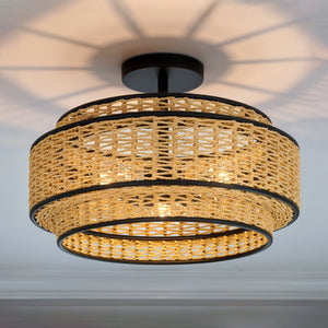 Urban Ambiance - Ceiling Light - UQL22071 Bohemian Indoor Ceiling Light, 11''H x 16''W x 16''Dep, Matte Black Finish, Oakminster Collection - 