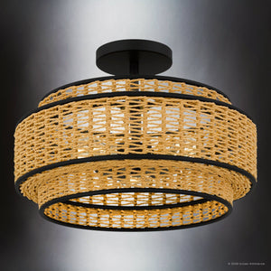 Urban Ambiance - Ceiling Light - UQL22071 Bohemian Indoor Ceiling Light, 11''H x 16''W x 16''Dep, Matte Black Finish, Oakminster Collection - 