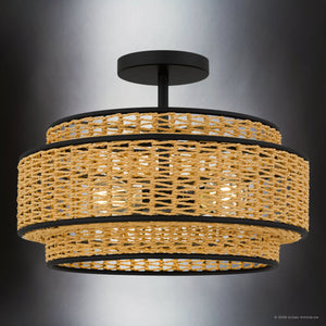 Urban Ambiance - Ceiling Light - UQL22071 Bohemian Indoor Ceiling Light, 11''H x 16''W x 16''Dep, Matte Black Finish, Oakminster Collection - 