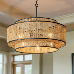 Urban Ambiance - Pendant - UQL22072 Bohemian Indoor Pendant, 30''H x 30''W x 30''Dep, Matte Black Finish, Oakminster Collection - 