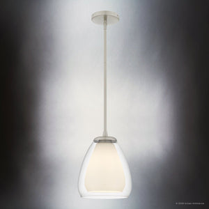 Urban Ambiance - Pendant - UQL22080 Minimalist Indoor Pendant, 11''H x 9''W x 9''Dep, Brushed Nickel Finish, Norbridge Collection - 