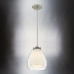Urban Ambiance - Pendant - UQL22080 Minimalist Indoor Pendant, 11''H x 9''W x 9''Dep, Brushed Nickel Finish, Norbridge Collection - 
