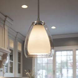 Urban Ambiance - Pendant - UQL22080 Minimalist Indoor Pendant, 11''H x 9''W x 9''Dep, Brushed Nickel Finish, Norbridge Collection - 