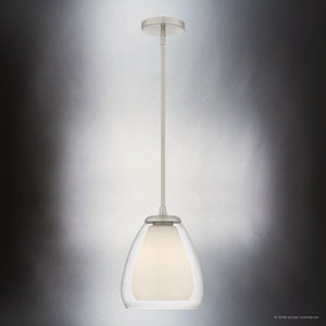 Urban Ambiance - Pendant - UQL22080 Minimalist Indoor Pendant, 11''H x 9''W x 9''Dep, Brushed Nickel Finish, Norbridge Collection - 