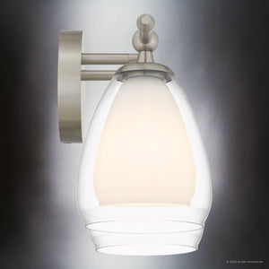 Urban Ambiance - Bath Light - UQL22082 Minimalist Indoor Bath Light, 9''H x 16''W x 6.5''Dep, Brushed Nickel Finish, Norbridge Collection - 