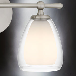 Urban Ambiance - Bath Light - UQL22082 Minimalist Indoor Bath Light, 9''H x 16''W x 6.5''Dep, Brushed Nickel Finish, Norbridge Collection - 