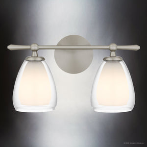 Urban Ambiance - Bath Light - UQL22082 Minimalist Indoor Bath Light, 9''H x 16''W x 6.5''Dep, Brushed Nickel Finish, Norbridge Collection - 