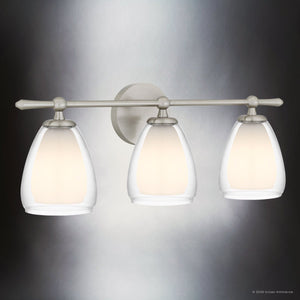 Urban Ambiance - Bath Light - UQL22083 Minimalist Indoor Bath Light, 9''H x 24''W x 6.5''Dep, Brushed Nickel Finish, Norbridge Collection - 