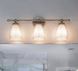 Urban Ambiance - Bath Light - UQL22083 Minimalist Indoor Bath Light, 9''H x 24''W x 6.5''Dep, Brushed Nickel Finish, Norbridge Collection - 