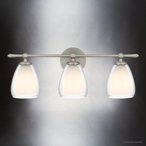 Urban Ambiance - Bath Light - UQL22083 Minimalist Indoor Bath Light, 9''H x 24''W x 6.5''Dep, Brushed Nickel Finish, Norbridge Collection - 