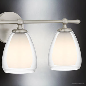 Urban Ambiance - Bath Light - UQL22083 Minimalist Indoor Bath Light, 9''H x 24''W x 6.5''Dep, Brushed Nickel Finish, Norbridge Collection - 