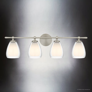 Urban Ambiance - Bath Light - UQL22084 Minimalist Indoor Bath Light, 9''H x 32''W x 6.5''Dep, Brushed Nickel Finish, Norbridge Collection - 