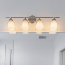 Urban Ambiance - Bath Light - UQL22084 Minimalist Indoor Bath Light, 9''H x 32''W x 6.5''Dep, Brushed Nickel Finish, Norbridge Collection - 