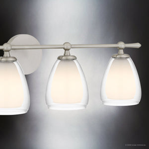 Urban Ambiance - Bath Light - UQL22084 Minimalist Indoor Bath Light, 9''H x 32''W x 6.5''Dep, Brushed Nickel Finish, Norbridge Collection - 