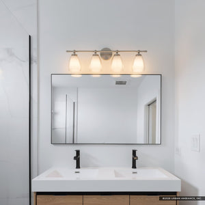 Urban Ambiance - Bath Light - UQL22084 Minimalist Indoor Bath Light, 9''H x 32''W x 6.5''Dep, Brushed Nickel Finish, Norbridge Collection - 
