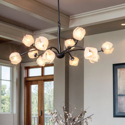 Urban Ambiance - Chandelier - UQL22092 Natural Indoor Chandelier, 17.75''H x 40''W x 40''Dep, Matte Black Finish, Alderwick Collection - 