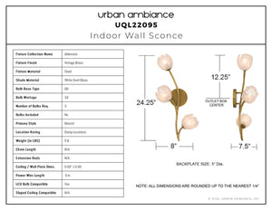 Urban Ambiance - Wall Sconce - UQL22095 Natural Indoor Wall Sconce, 24.25''H x 8''W x 7.5''Dep, Vintage Brass Finish, Alderwick Collection - 