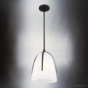 Urban Ambiance - Pendant - UQL22102 Modern Indoor Pendant, 13''H x 10''W x 10''Dep, Matte Black Finish, Flinton Collection - 
