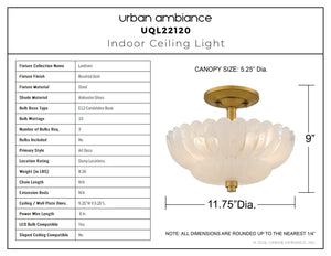 Urban Ambiance - Ceiling Light - UQL22120 Art Deco Indoor Ceiling Light, 9''H x 11.75''W x 11.75''Dep, Brushed Gold Finish, Larkham Collection - 