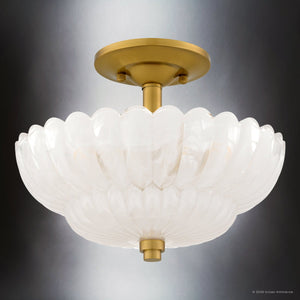 Urban Ambiance - Ceiling Light - UQL22120 Art Deco Indoor Ceiling Light, 9''H x 11.75''W x 11.75''Dep, Brushed Gold Finish, Larkham Collection - 